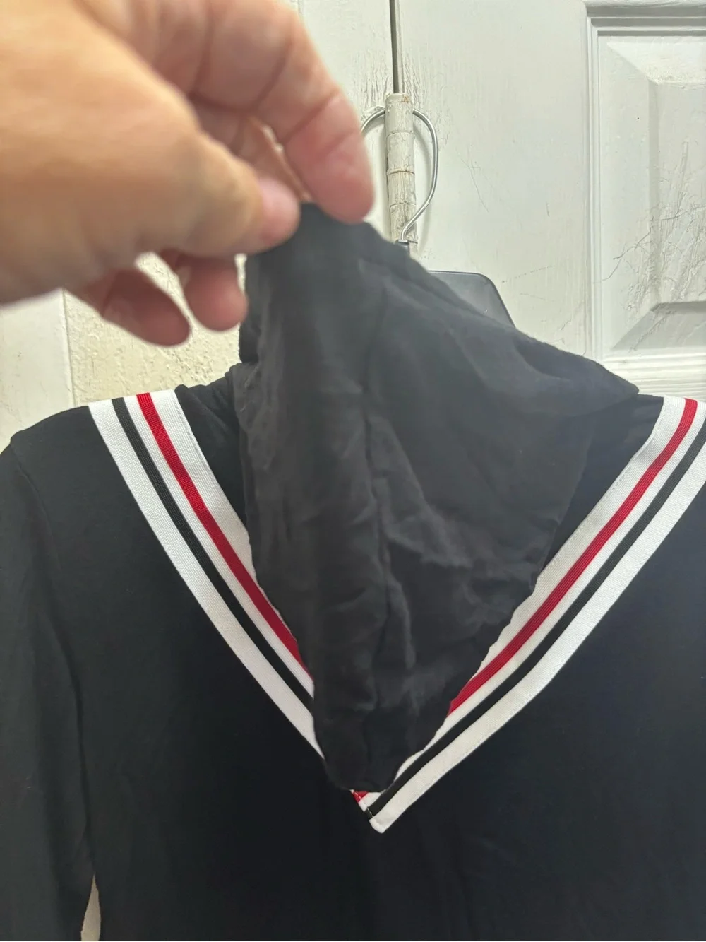 Ultra Flirt Black Zip-Front Hoodie Jacket with White & Red Stripe Detail - Picture 6 of 7